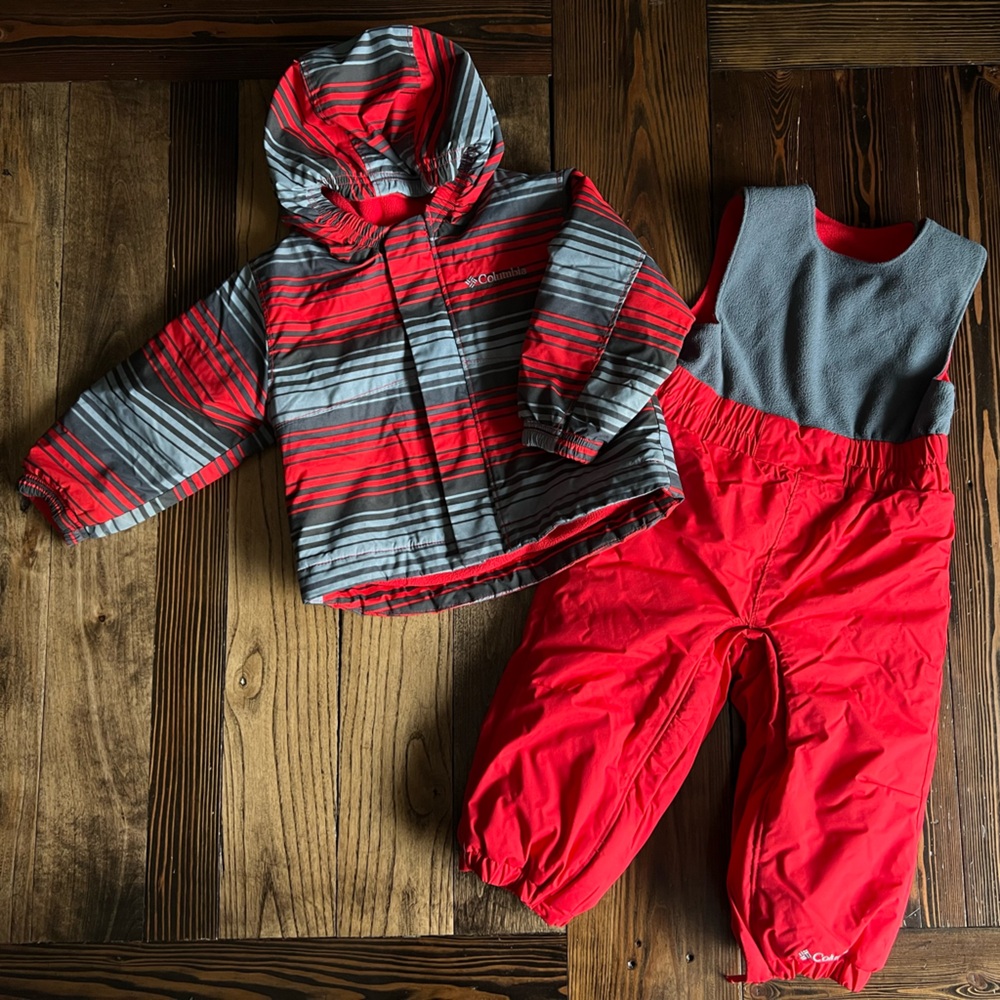COLUMBIA • toddler winter jacket snow pants fleece 2-piece snowsuit set 12-18mo